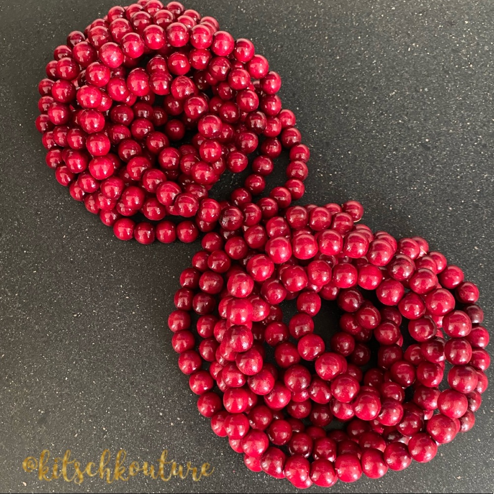 SALE!! Two Strands of Wooden Ball Garland